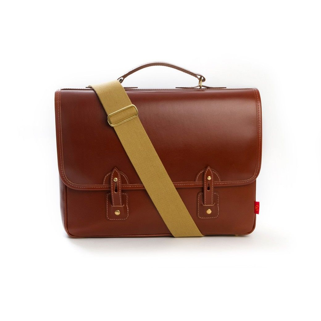 Chapman Reiver Leather Briefcase Brown