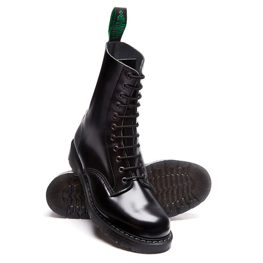 Solovair Hi Shine 11 Eye Derby Boot Black