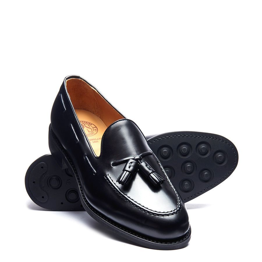Solovair Hi Shine Tassel Loafer Black