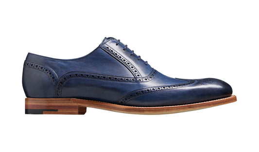 Barker Valiant Brogue Navy Hand Painted