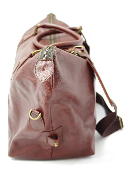 Barbour Leather Medium Travel Explorer Bag Brown
