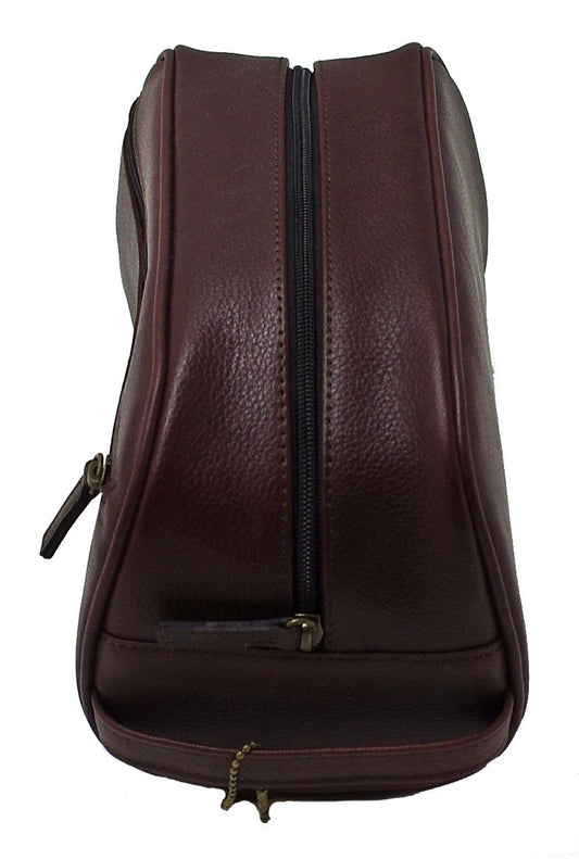 Barbour Leather Wash Bag Brown