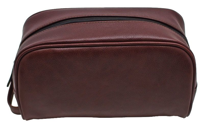 Barbour Leather Wash Bag Brown
