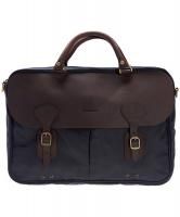 Barbour Wax And Leather Briefcase Navy