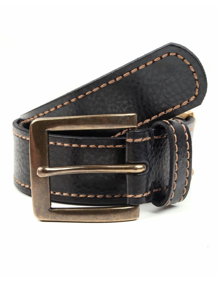 Dents Single Keeper Casual Leather Belt Black