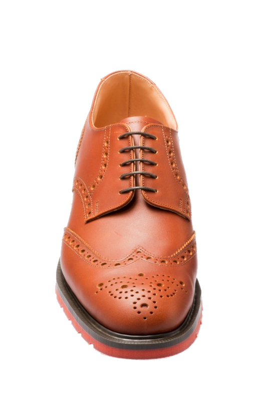 Solovair 5 Eye Gibson Brogue Brown Red Sole