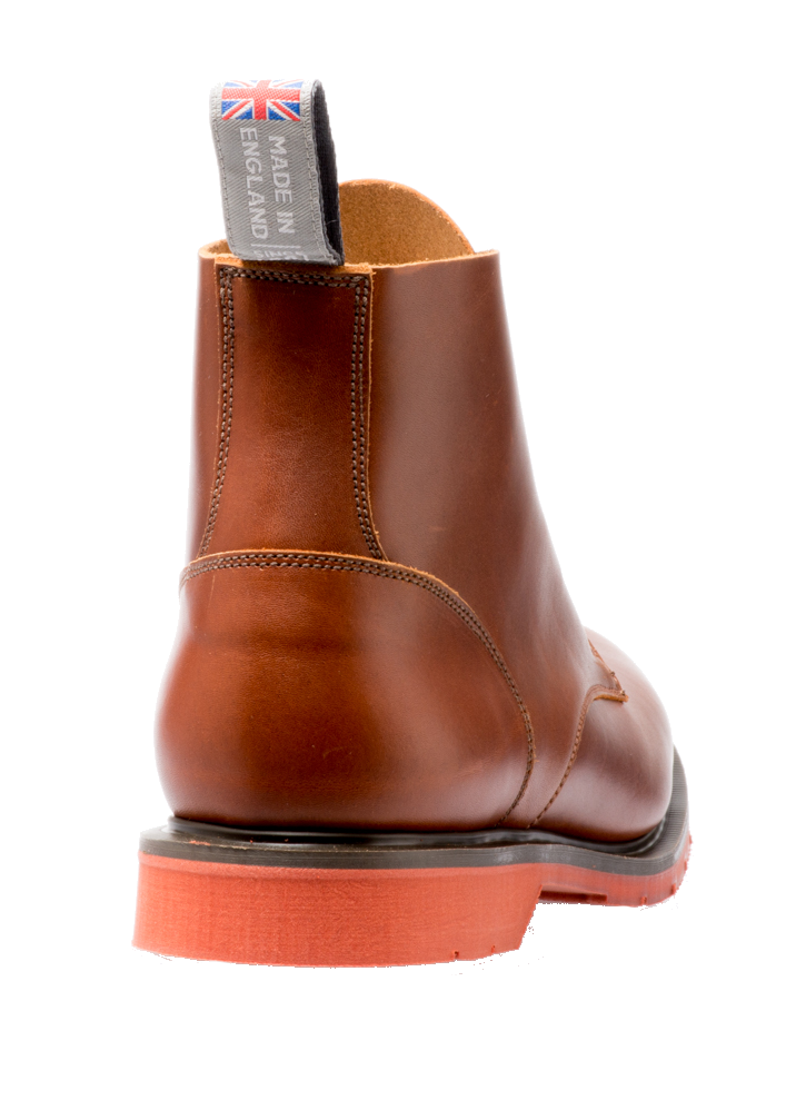 Solovair 6 Eyelet Derby Boot Brown Red Sole