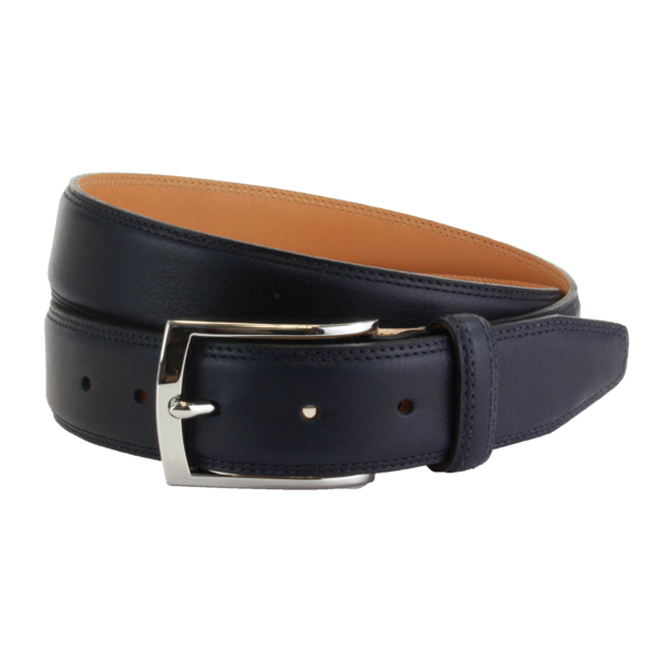The British Belt Company Stanley Formal Leather Belt Navy