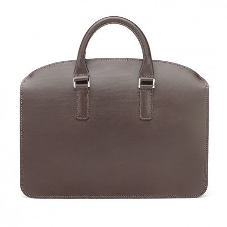 Tusting Henley Leather Zip Top Briefcase Dark Brown Bridle