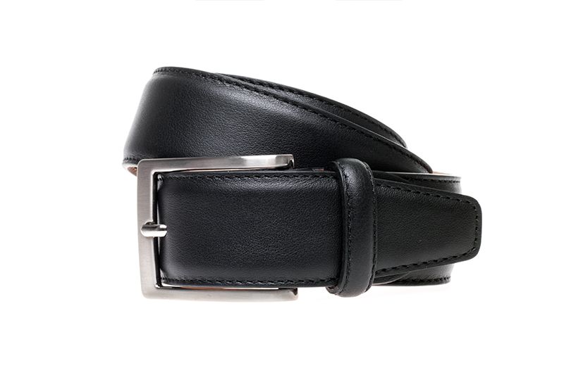 John White 35mm Belt Dress Tumbled Black Calf