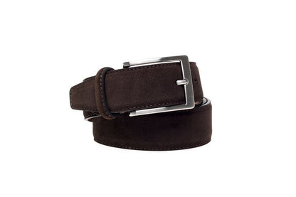 John White 35mm Belt Brown Suede