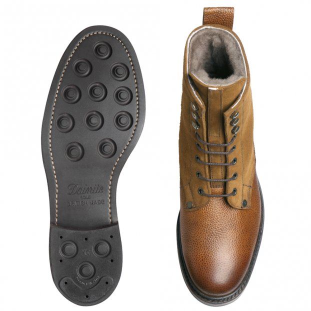 Cheaney Scott Fur Lined Maracca Suede Country Derby Boot Almond Grain