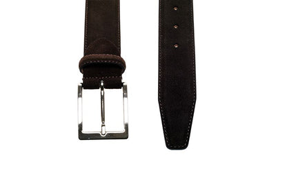 John White 35mm Belt Brown Suede
