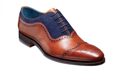 Barker Nicholas Brogue Antique Rosewood Navy Suede