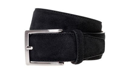 John White 35mm Belt Black Suede