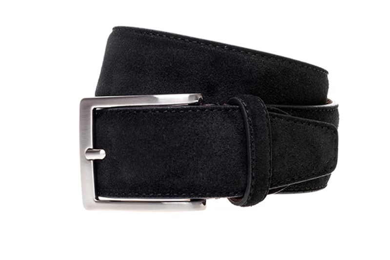 John White 35mm Belt Black Suede