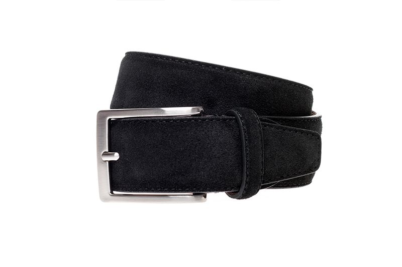 John White 35mm Belt Black Suede