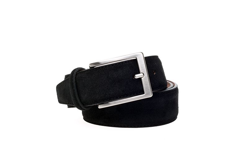 John White 35mm Belt Black Suede