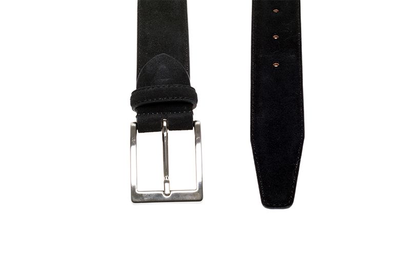 John White 35mm Belt Black Suede