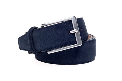 John White 35mm Belt Navy Dress Suede
