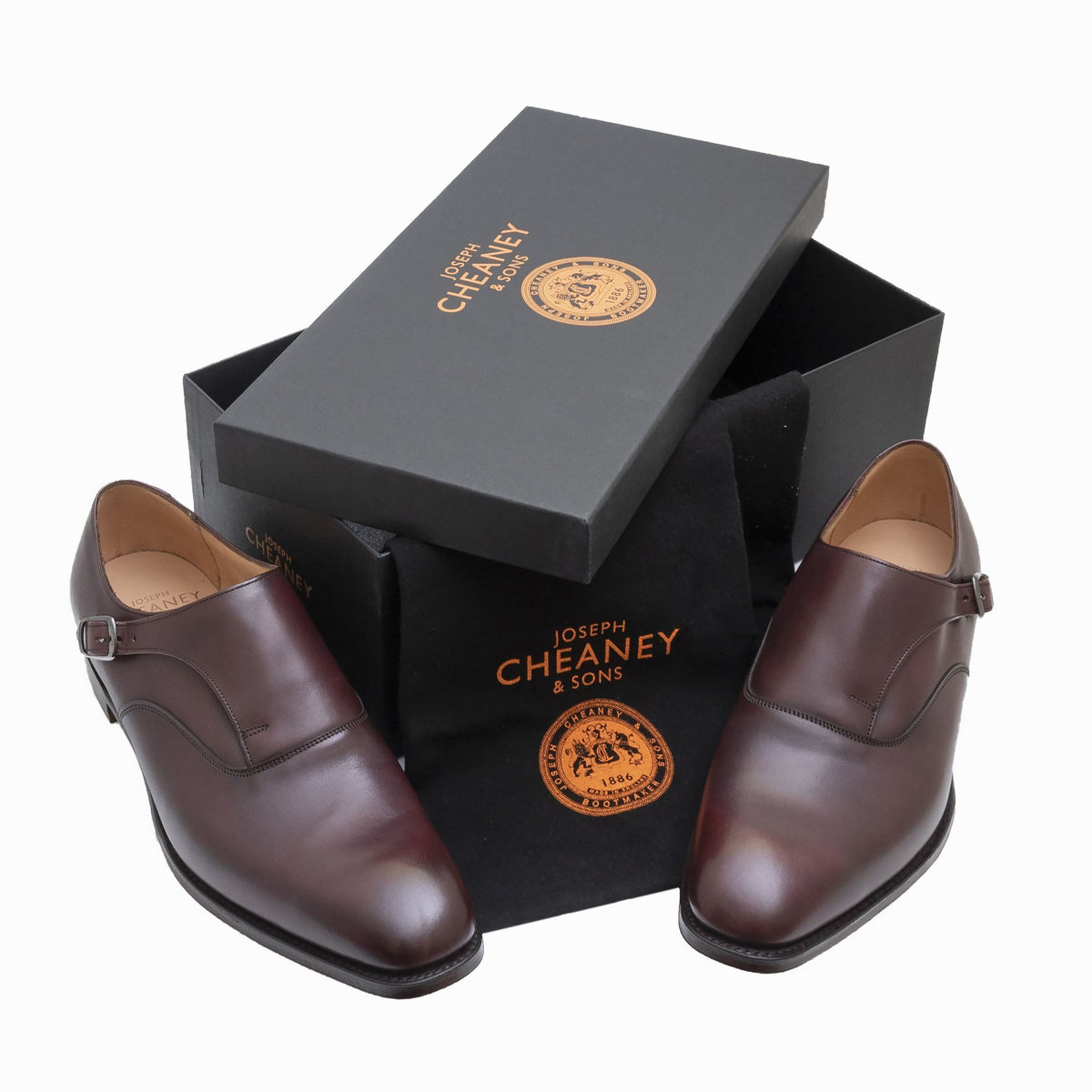 Joseph Cheaney Moulton Monk Shoes Burgundy