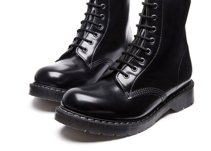 Solovair Hi Shine 11 Eye Derby Boot Black
