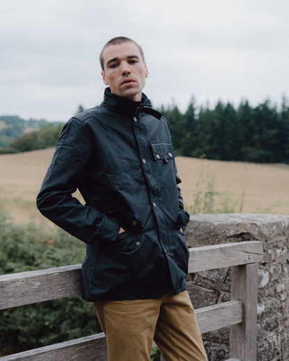 Peregrine Bexley Waxed Jacket in Black
