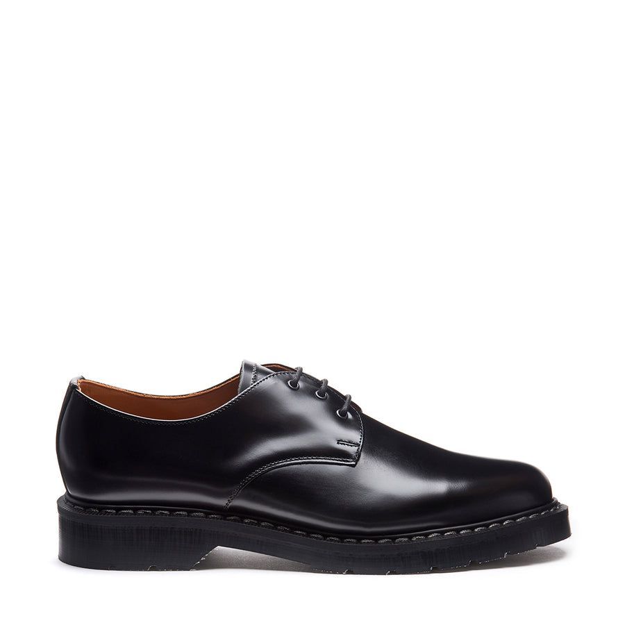 Solovair Hi Shine 3 Eyelet Gibson Shoe Black