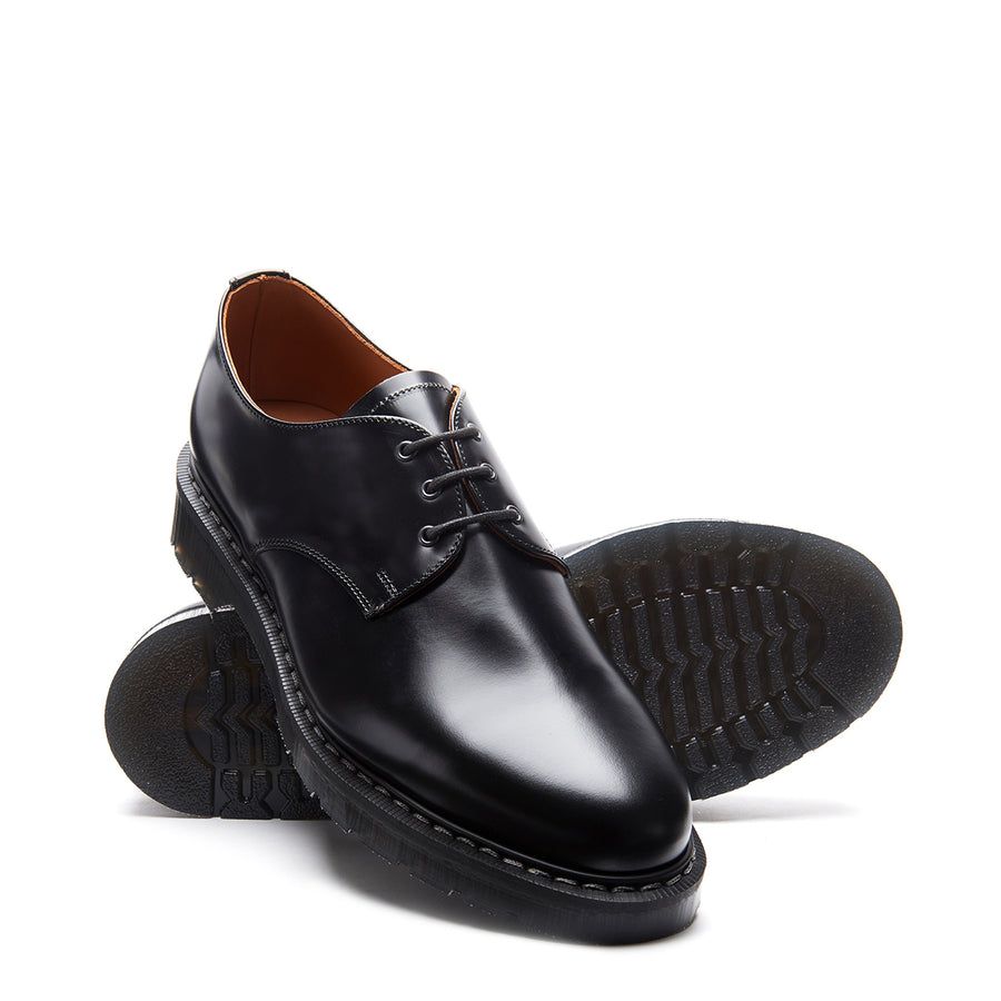 Solovair Hi Shine 3 Eyelet Gibson Shoe Black