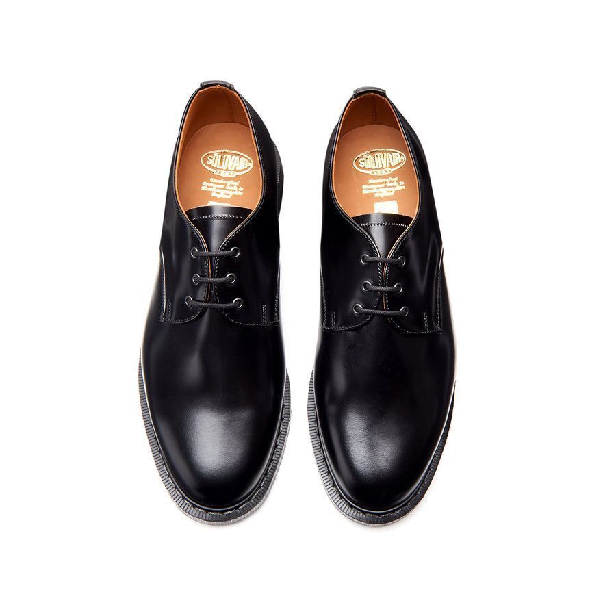 Solovair Hi Shine 3 Eyelet Gibson Shoe Black
