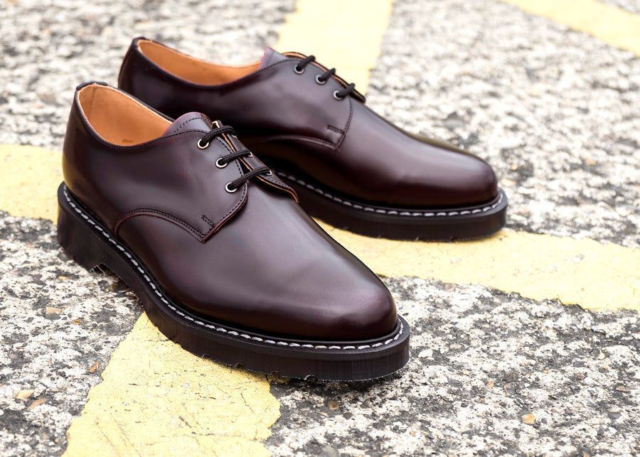 Solovair Rub Off 3 Eyelet Gibson Shoe Burgundy