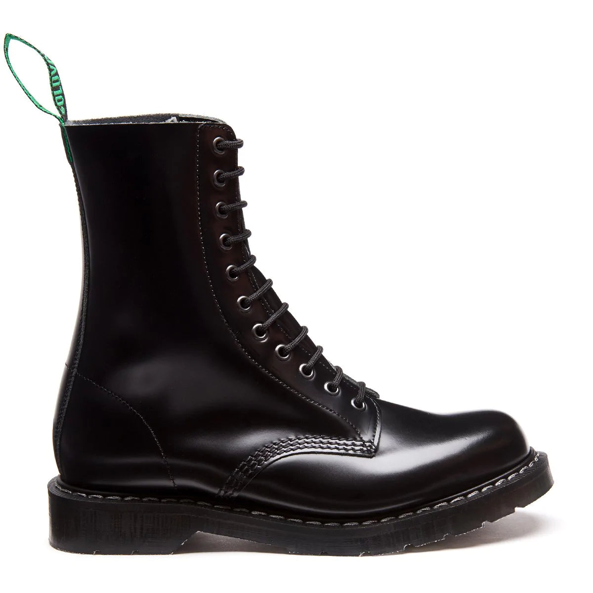 Solovair Hi Shine 11 Eye Derby Boot Black