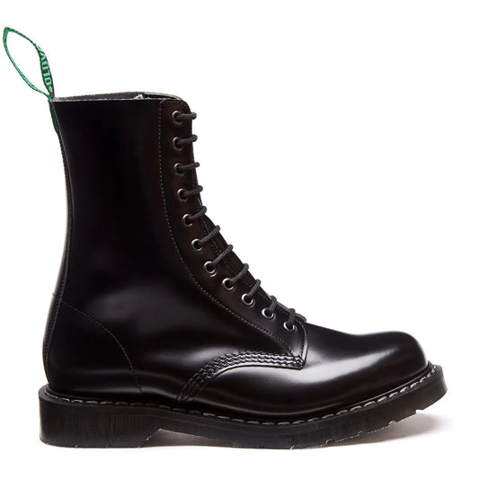Solovair Hi Shine 11 Eye Derby Boot Black