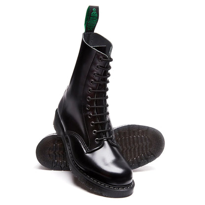 Solovair Hi Shine 11 Eye Derby Boot Black