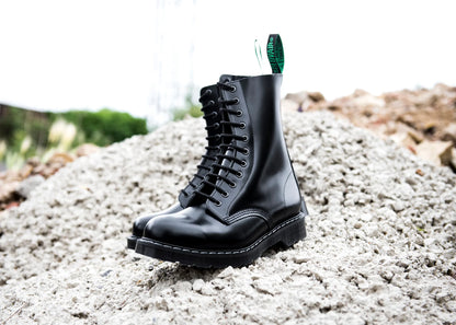 Solovair Hi Shine 11 Eye Derby Boot Black