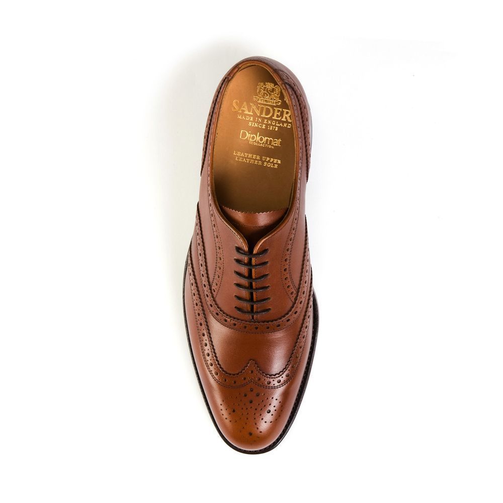 Sanders London Wing Cap Oxford Brogue Brown
