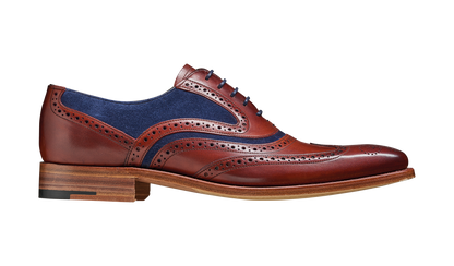Barker McClean Brogue Rosewood Navy Suede