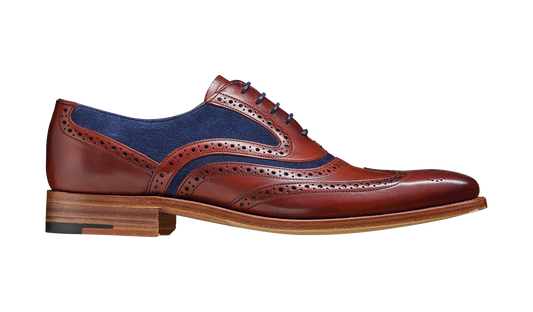 Barker McClean Brogue Rosewood Navy Suede