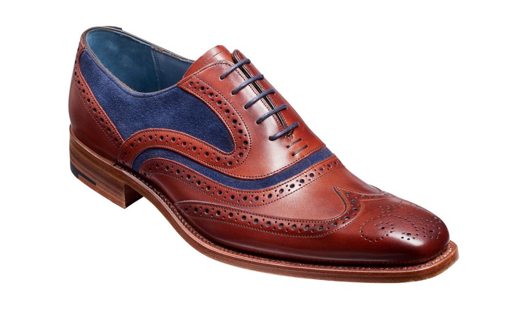 Barker Mcclean Brogue Rosewood Navy Suede