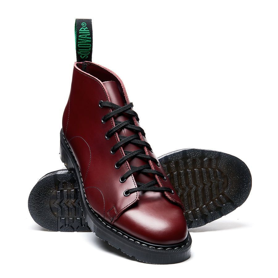 Solovair Hi Shine 7 Eyelet Monkey Boot Oxblood