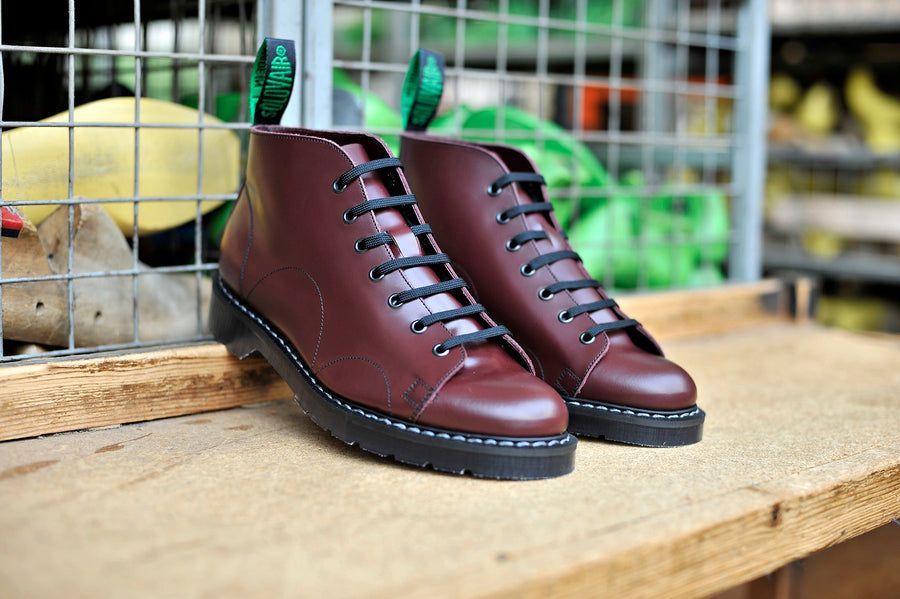 Solovair Hi Shine 7 Eyelet Monkey Boot Oxblood