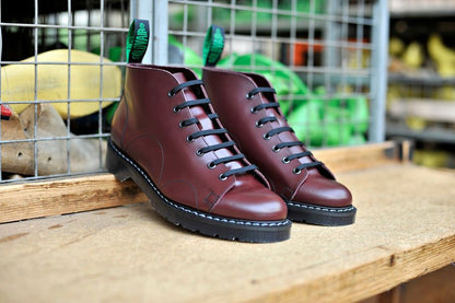 Solovair Hi Shine 7 Eyelet Monkey Boot Oxblood