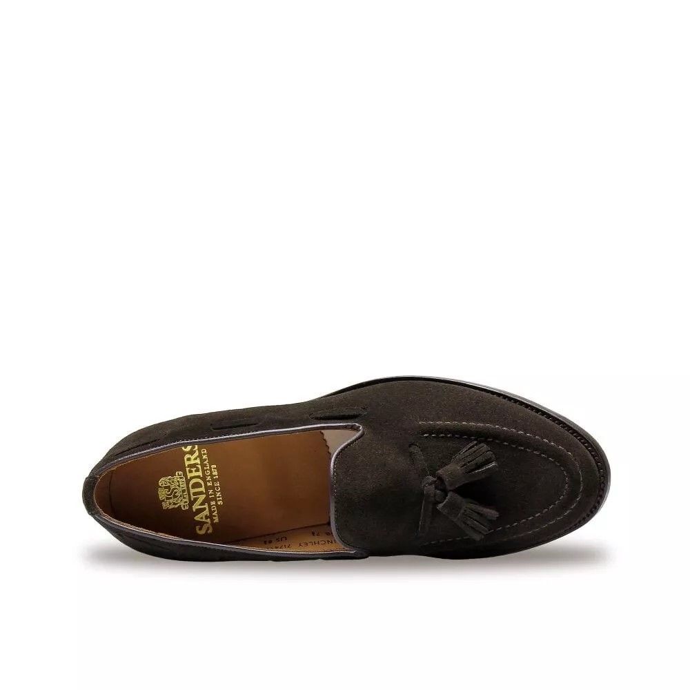 Factory Seconds Sanders Finchley Tassel Loafers Chocolate Suede