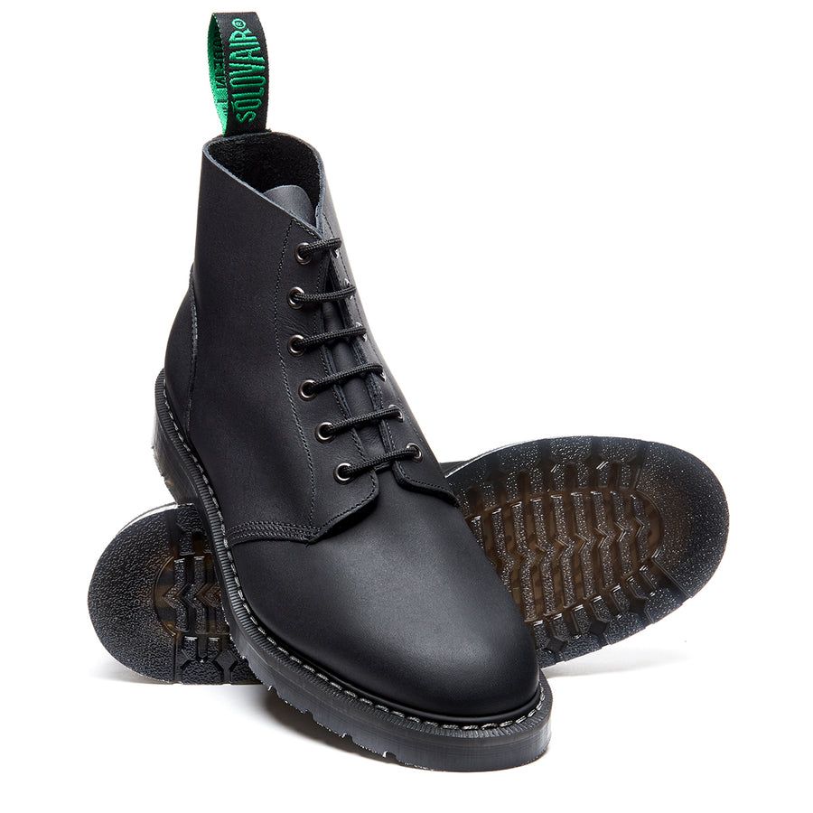 Solovair Greasy 6 Eye Astronaut Boot Black