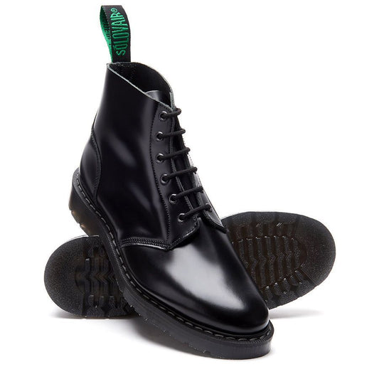 Solovair Hi Shine 6 Eye Astronaut Boot Black