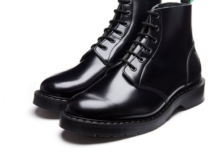 Solovair Hi Shine 6 Eye Astronaut Boot Black
