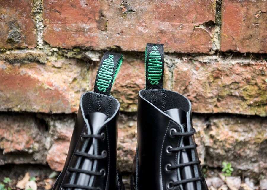 Solovair Hi Shine 6 Eye Astronaut Boot Black