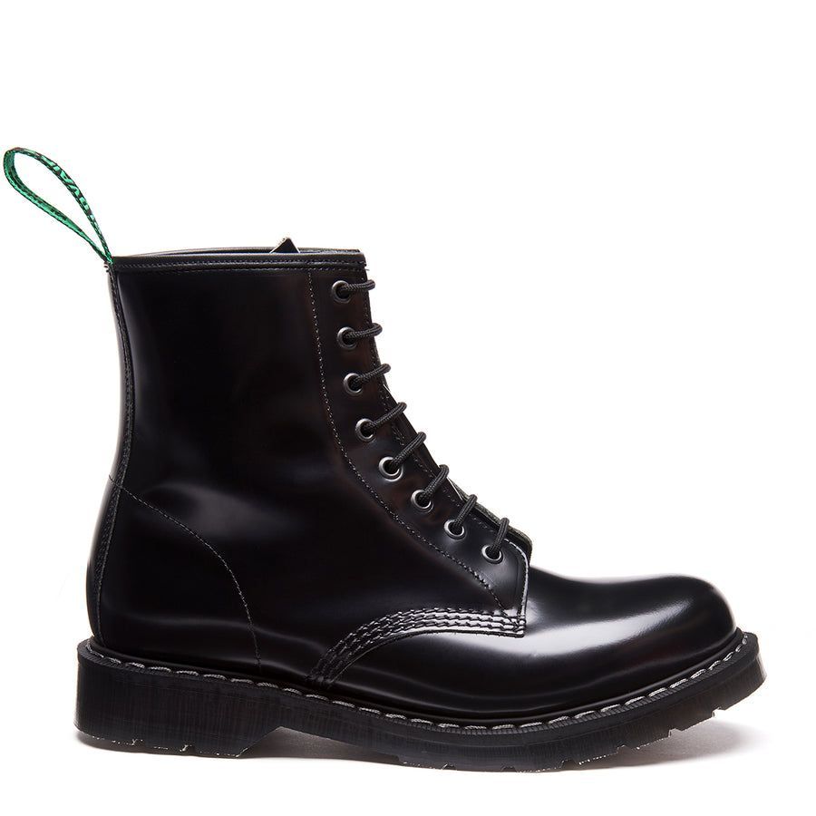 Solovair Hi Shine 8 Eye Derby Boot Black