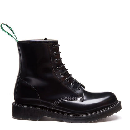 Solovair Hi Shine 8 Eye Derby Boot Black