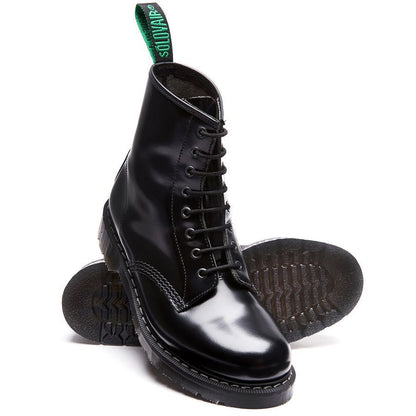 Solovair Hi Shine 8 Eye Derby Boot Black